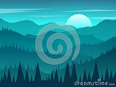 sunrise over the mountain landscape with silouhette beautiful weather background and wallpaper vector Stock Photo