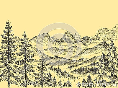 Sunrise over the mountains Vector Illustration