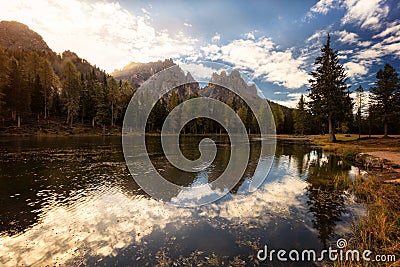 Sunrise over the mountains, Antorno lake, Italy, Europe Stock Photo