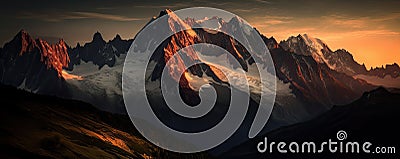 sunrise over the mountains - epic view. Generative AI Stock Photo