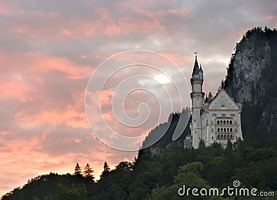 Sunrise over Neuschwanstein Stock Photo