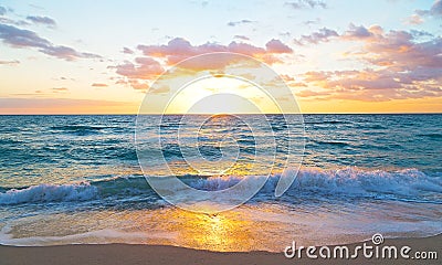 Sunrise over the ocean in Miami Beach, Florida. Stock Photo