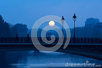 Sunrise over the River Seine, Paris Stock Photo