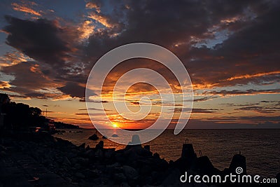 Sunrise over the sea. Crimea. Stock Photo