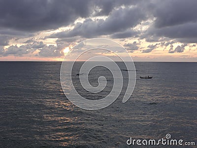 Sunrise over the sea -Sky-and the sea Stock Photo