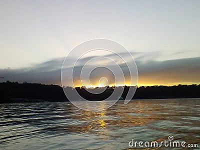 Sunrise over Sydney Harbour, Mosman, NSW, Australia Stock Photo