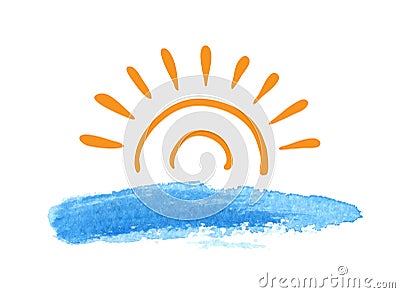 Sunrise over the water, vector Vector Illustration