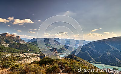 Sunrise overlooking the mountains Stock Photo