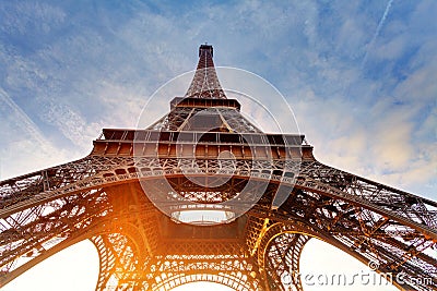 Sunrise in Paris, with Eiffel Tower Stock Photo