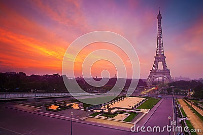 Sunrise in Paris, with the Eiffel Tower Stock Photo