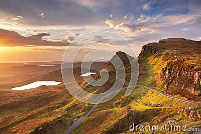 Sunrise at Quiraing, Isle of Skye, Scotland Stock Photo