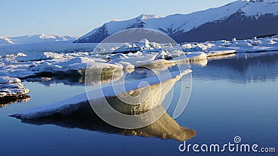 Sunrise reflection in Jokulsarlon glacier lake Stock Photo