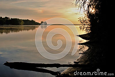 Sunrise on Rend Lake, Illinois Stock Photo