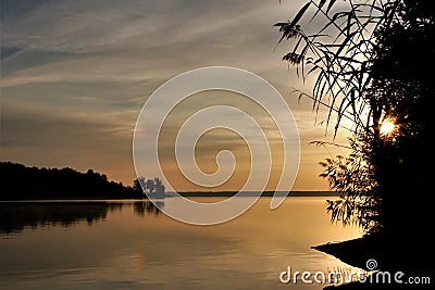 Sunrise on Rend Lake, Illinois Stock Photo