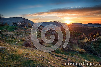 Sunrise at Rhodope Mountains, Bulgaria Stock Photo