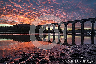 Sunrise on the river lynher with beautiful sky , cornwall, uk Stock Photo
