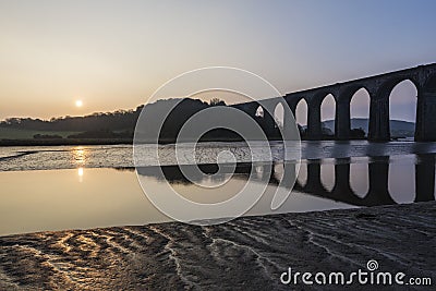 Sunrise on the river lynher with beautiful sky , cornwall, uk Stock Photo