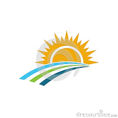 Sunrise and Road Illustration Vector Illustration