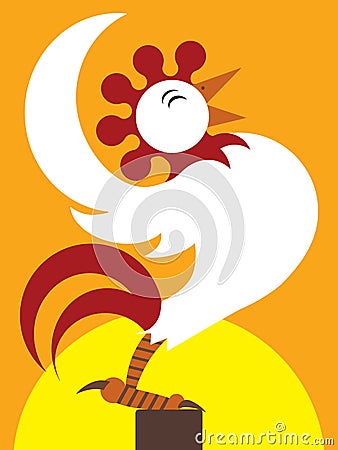 Sunrise Rooster Vector Illustration