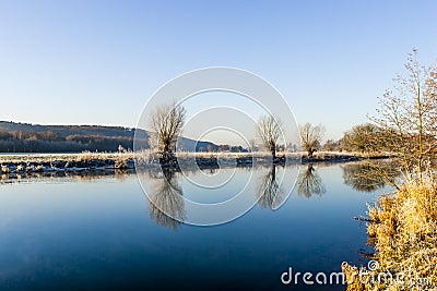 Sunrise at the Ruhr in Schwerte, Germany Stock Photo