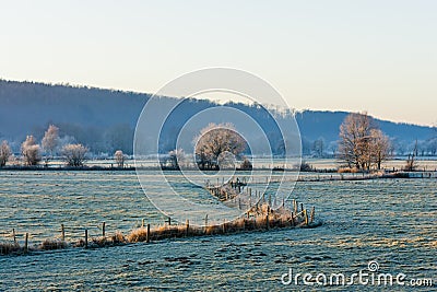 Sunrise at Ruhrwiesen in Schwerte, Germany Stock Photo