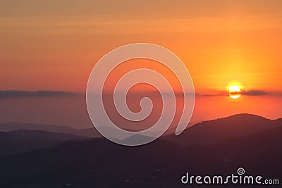 Sunrise from Sa Talaia mountain in Ibiza Spain Stock Photo