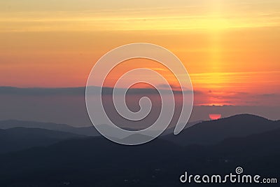 Sunrise from Sa Talaia mountain in Ibiza Spain Stock Photo