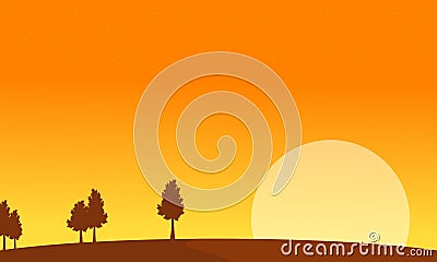 At sunrise scenery with tree backgrounds Vector Illustration