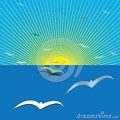 Sunrise at the sea Vector Illustration