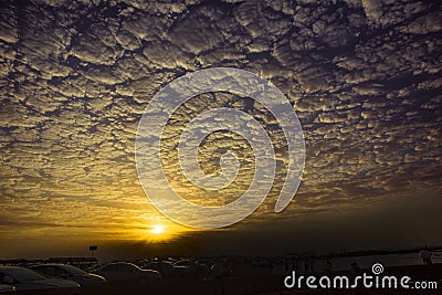 Sunrise ,select focus with shallow depth of field:Soft focus,noise and grain due long exposure:ideal use for background. Azerbaija Editorial Stock Photo