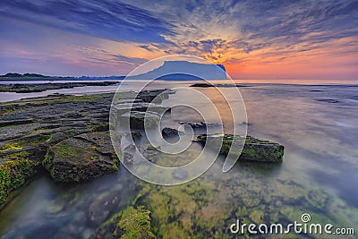 Sunrise at Seongsan Ilchulbong, Jeju island, South Korea. Stock Photo