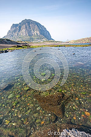 Sunrise at Seongsan Ilchulbong, Jeju, South Korea peak Stock Photo