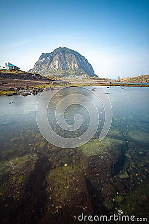 Sunrise at Seongsan Ilchulbong, Jeju, South Korea peak Stock Photo