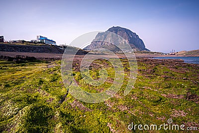 Sunrise at Seongsan Ilchulbong, Jeju, South Korea peak Stock Photo