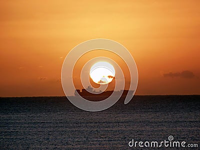 Sunrise ship Stock Photo