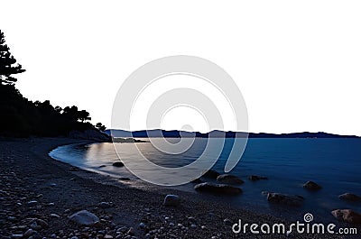sunrise shore in a tropical beach. transparent isolated PNG file. Stock Photo