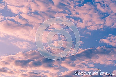 Sunrise Sunset. Sky clouds, sunbeam through the clouds Stock Photo