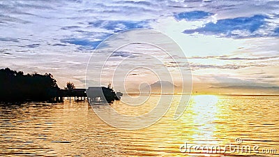 Sunrise at Teluk Kuala Penyu Sabah Stock Photo