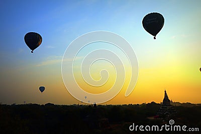 Sunrise at the Temples of Bagan, Myanmar Editorial Stock Photo