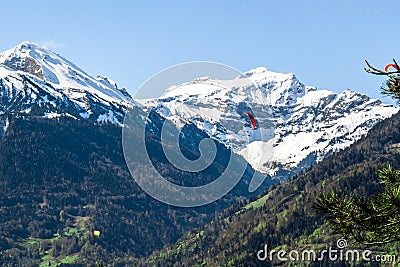 Sunrise at the top of mountains in Interlaken. Switzerland Stock Photo