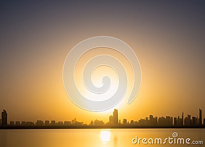 sunrise town on a lake ai Stock Photo