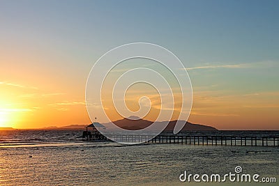 Sunrise under the sea. Scenic View Stock Photo