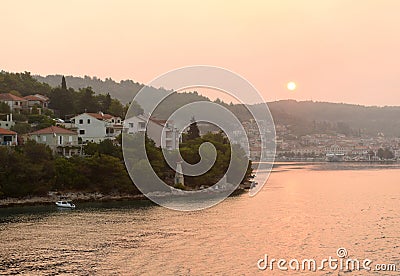 Sunrise in Vela Luka on island Korcula, Croatia. Stock Photo