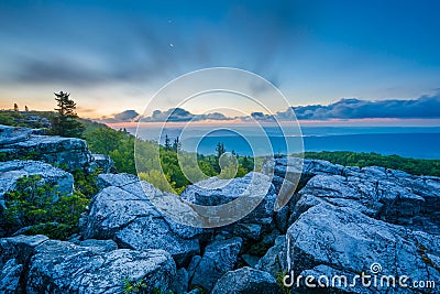 Sunrise view from Bear Rocks Preserve in Dolly Sods Wilderness, Monongahela National Forest, West Virginia Stock Photo