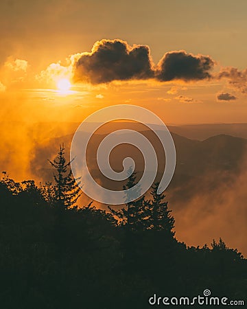 Sunrise view from Bear Rocks Preserve in Dolly Sods Wilderness, Monongahela National Forest, West Virginia Stock Photo