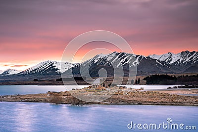 Sunrise view of the Church Of Good Shepherd in late winter Stock Photo