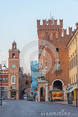 Sunrise view of Corso Porta Reno in the Italian town Ferrara Editorial Stock Photo