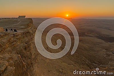 Sunrise view of Makhtesh crater Ramon, in the Negev Desert Editorial Stock Photo