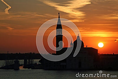 Sunrise view of San Giorgio Maggiore church in Venice, Italy Stock Photo