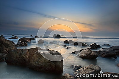 Sunrise view at seaside Kuantan Malaysia Stock Photo